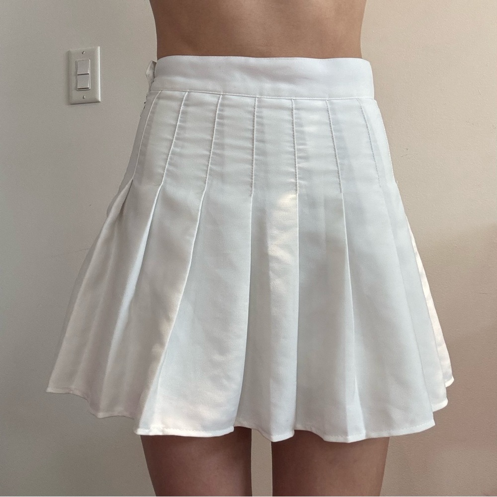 White Pleated Mini Skirt